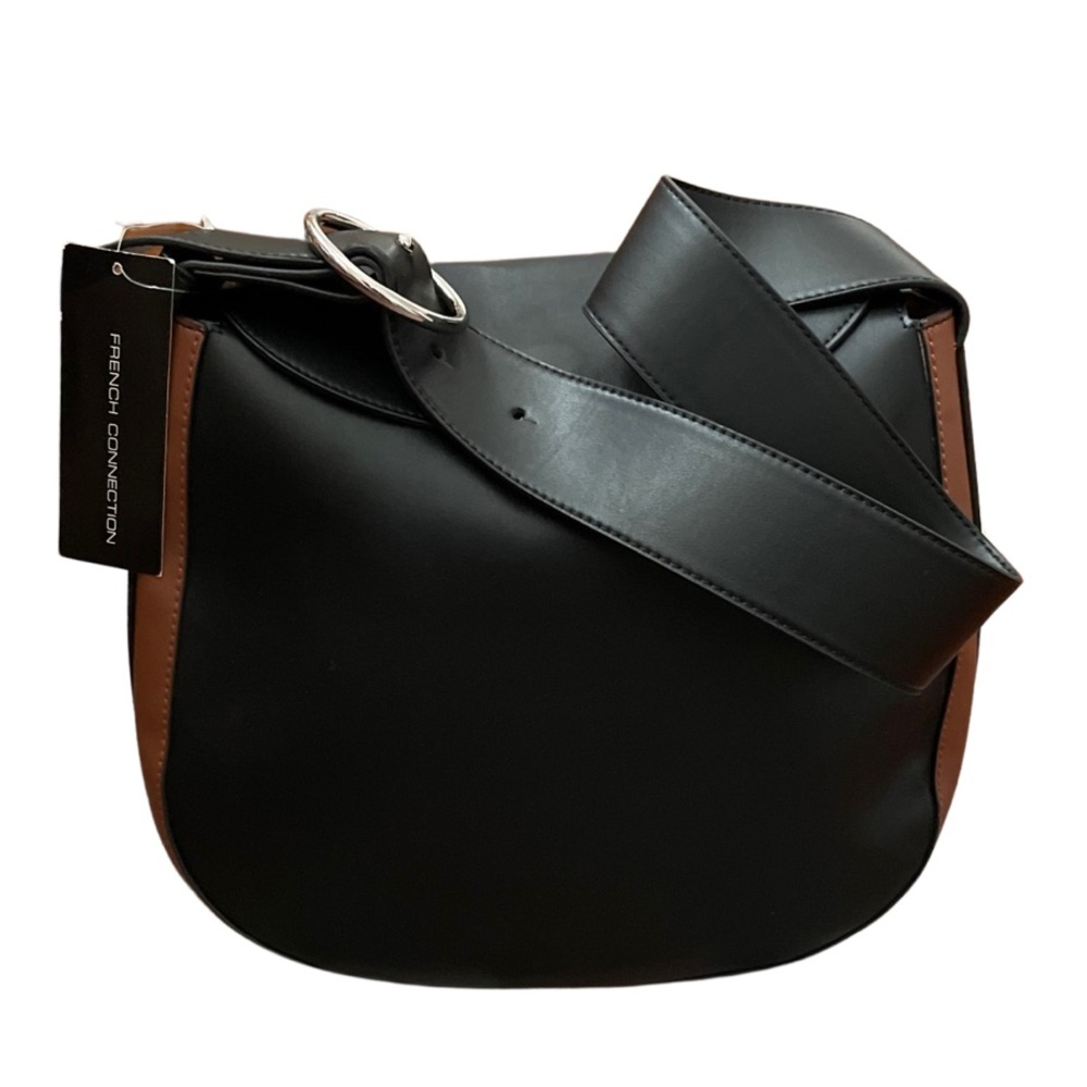 NWT French Connection Olivia Bucket Bag -Women's Handbag | Black & Brown Leather